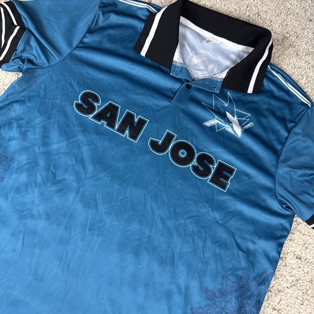San Jose Sharks SGA Cricket Night Jersey Polo Shirt /‎ Adult XL